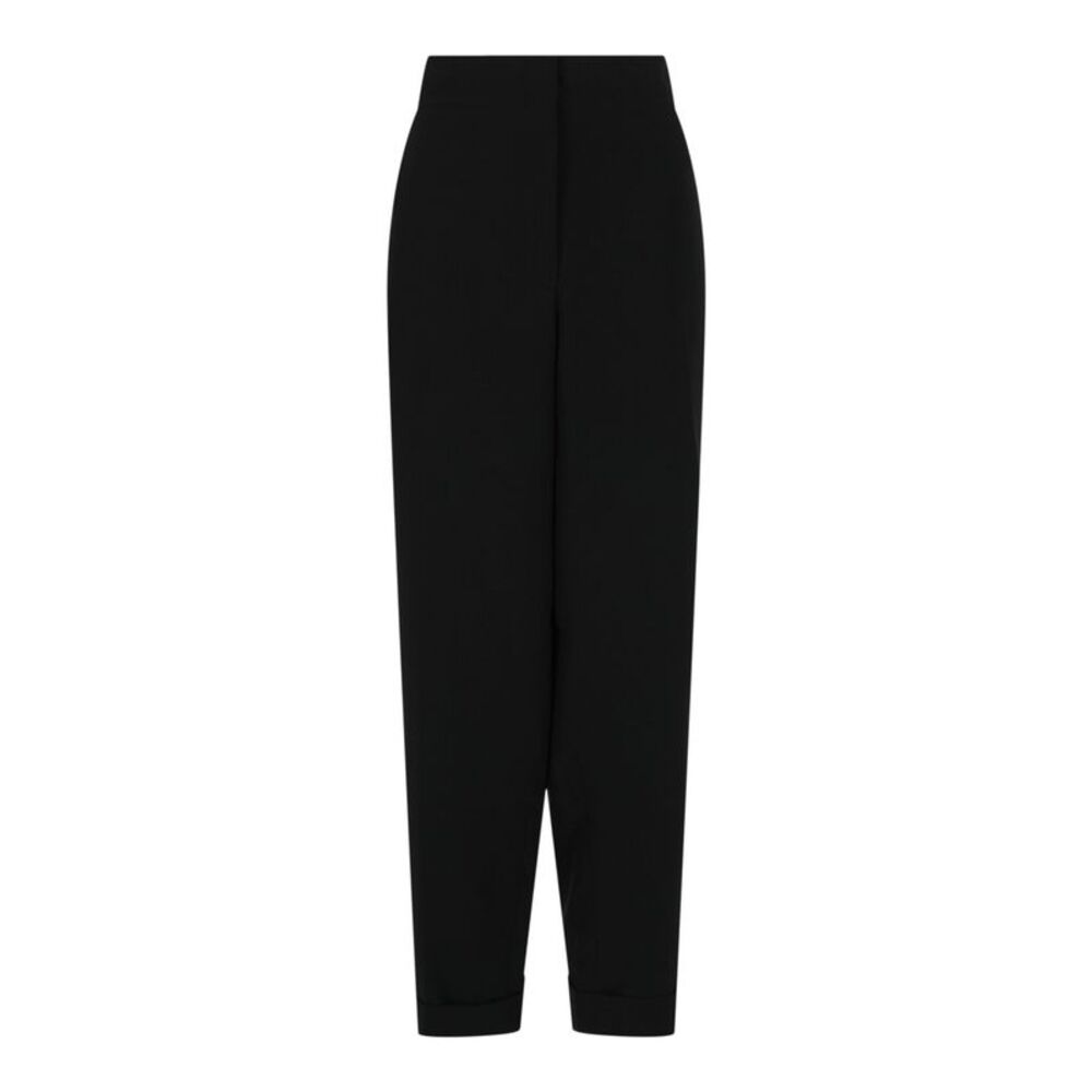 Ferragamo Cuffed Wide-Leg Trousers Black Womens